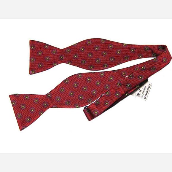 NEW Jos A Bank Silk Bow Tie One Size Adjustable Red Geometric Men's - Picture 1 of 1
